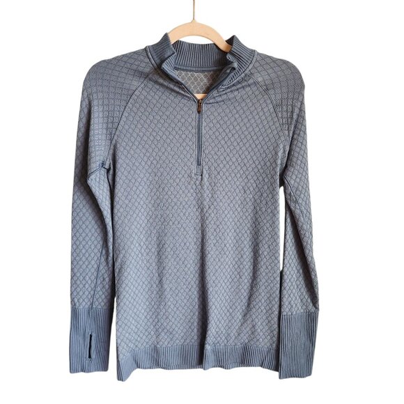 Lululemon Shirt Women's 8 Medium Blue Rest Less Half Zip Pullover Quilted Thumbh - Picture 2 of 10